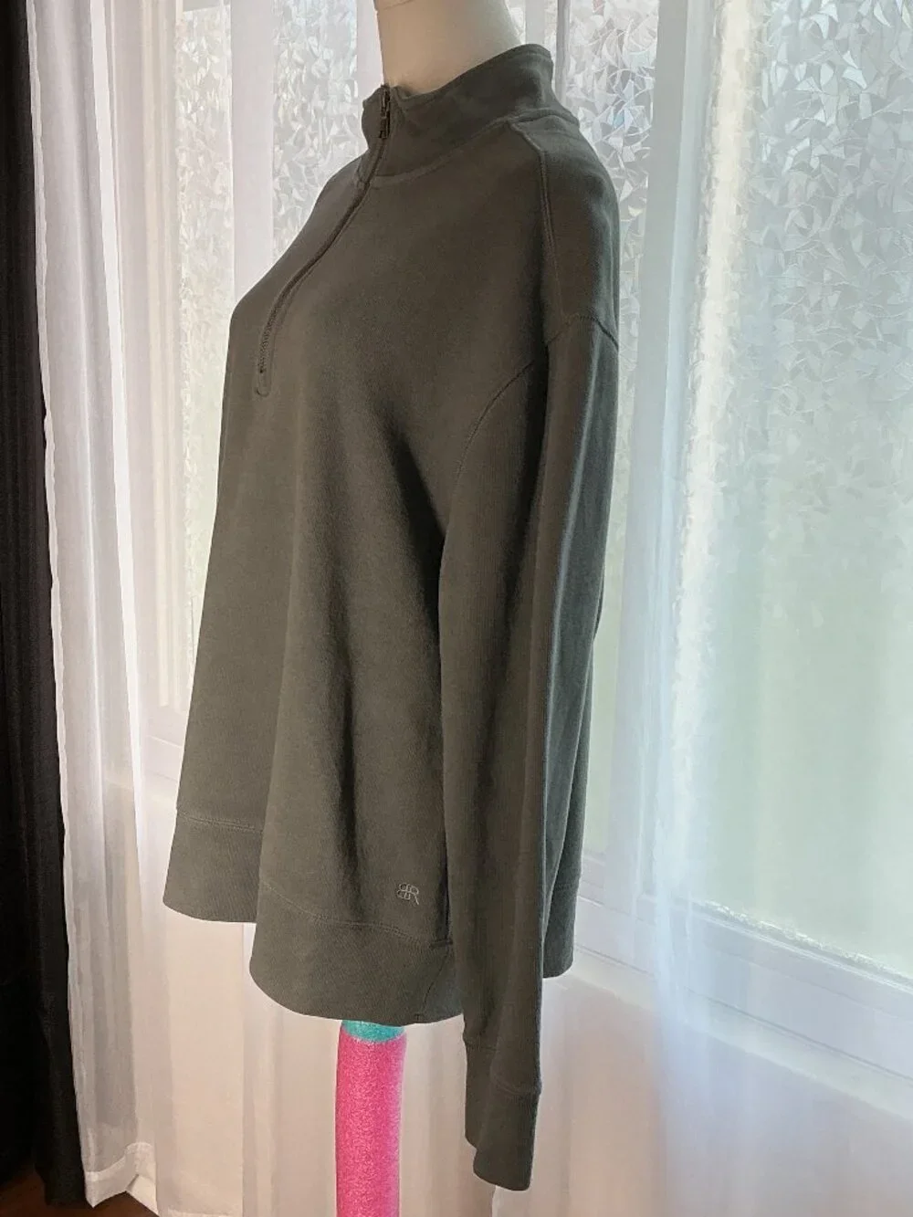 Banana Republic Men’s L Quarter Zip Pullover Cotton Blend Olive Gray